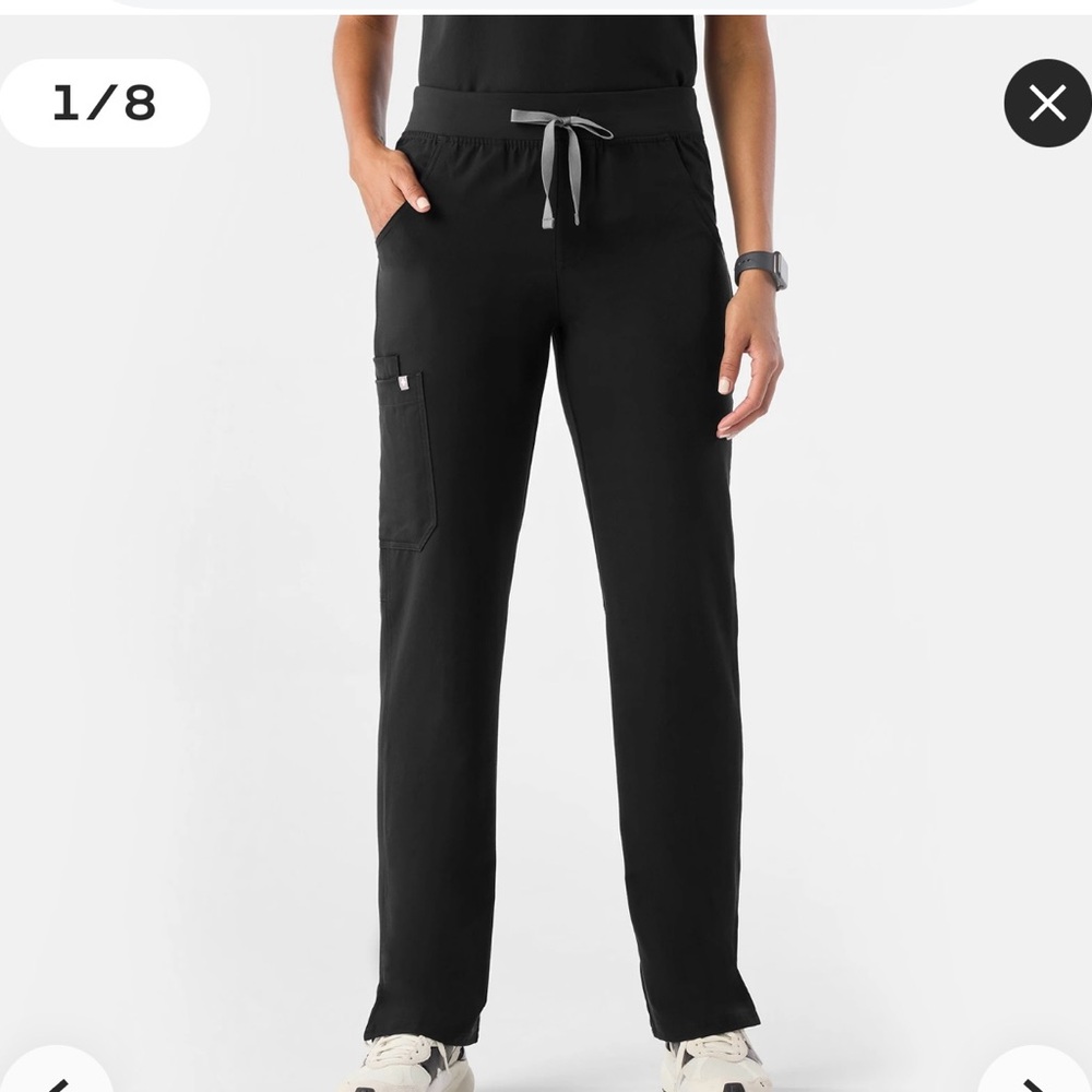 Figs Women's Black Track Pants with Gray Drawstring
